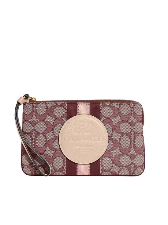 Coach Handbags - COACH DEMPSEY LARGE CORNER ZIP WRISTLET WALLET SIGNATURE JACQUARD COACH PATCH